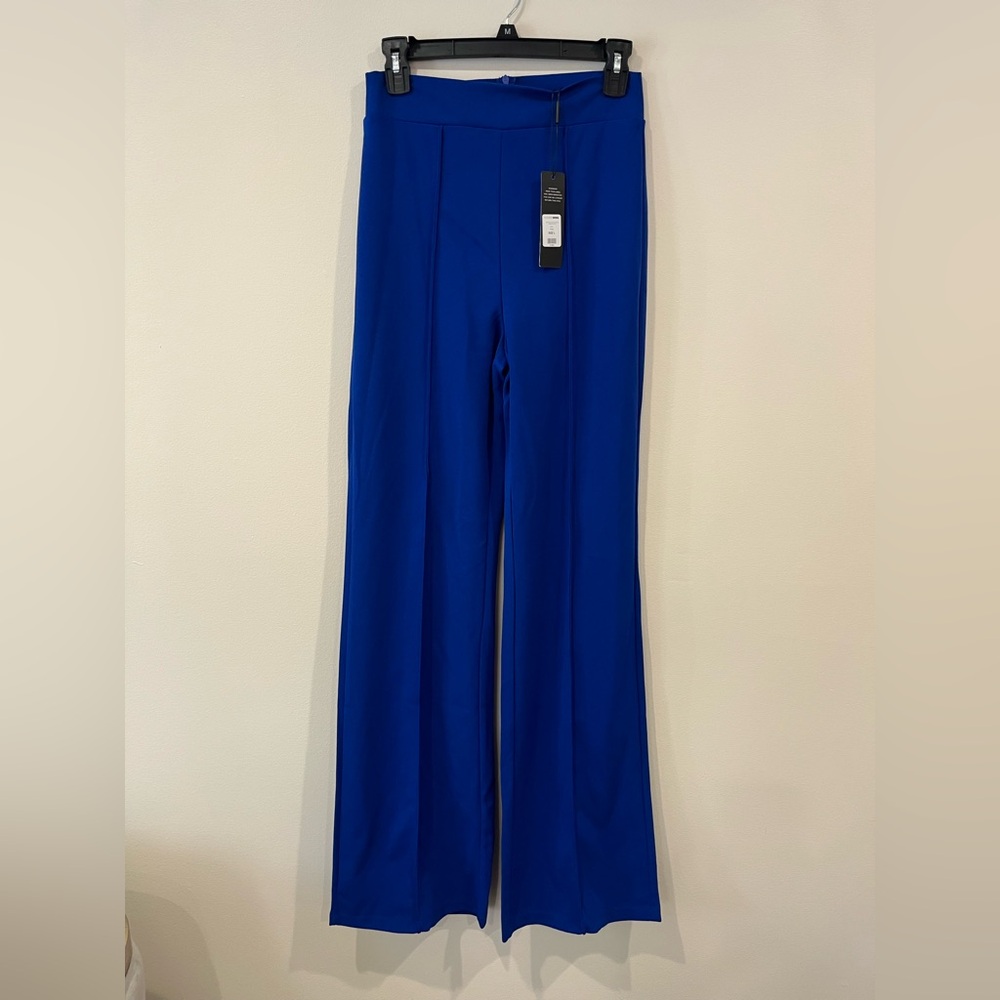 High Waisted Wide Leg Dress Pants Royal Blue Size L NWT - Picture 5 of 7
